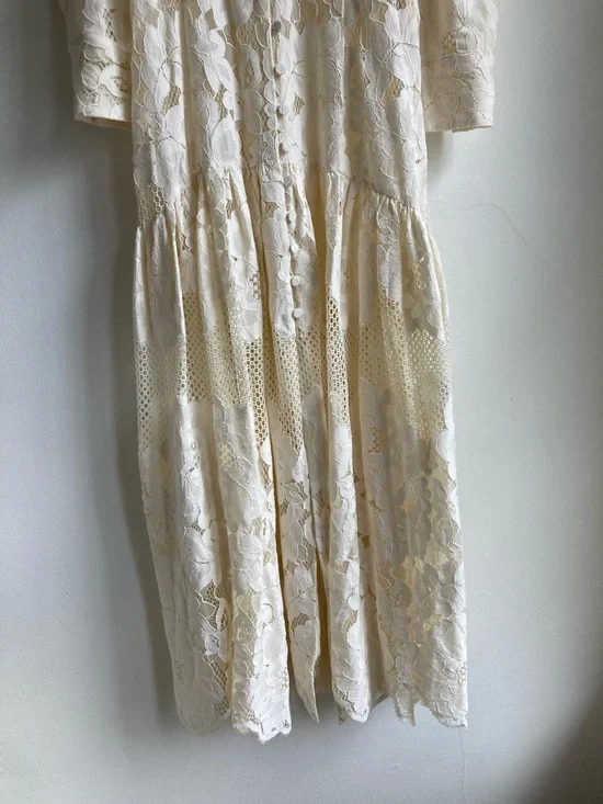 Mr. Larkin The Penny Dress S Small  NWT Ivory Lace V-Neck Long Sleeve Dress - Picture 5 of 12